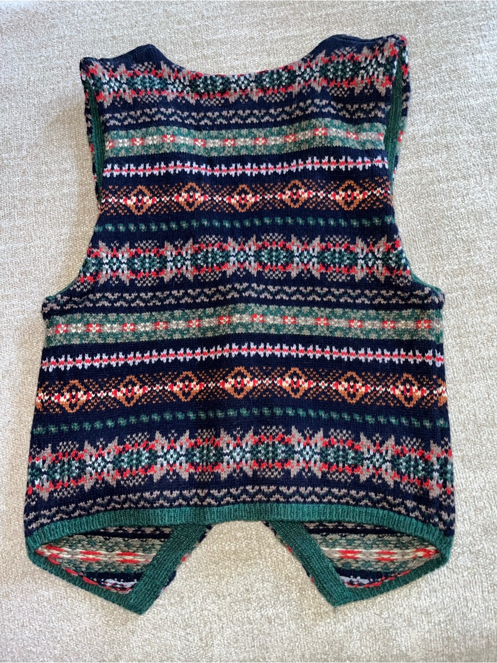 Zara Multicolor Fair Isle Knit Vest - Navy, Green, Red - Picture 4 of 4